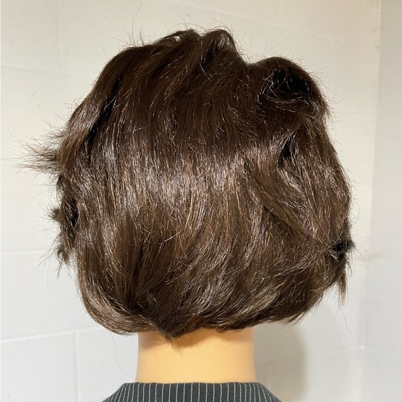 NWT 9” short brown wig natural brown men’s wig short layered tapered DP - Picture 3 of 11